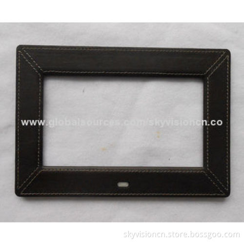 7-inch Leather digital photo frame with front button, supports 1080px and easy to fix on all display